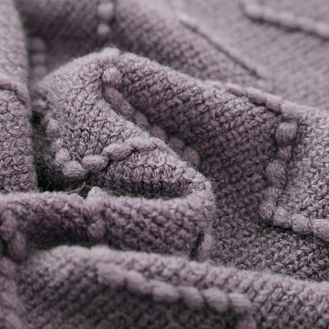 BOURINA Dark Lavender Throw Blanket 50x60 Inches Throw Textured Solid Soft Sofa - Image 5