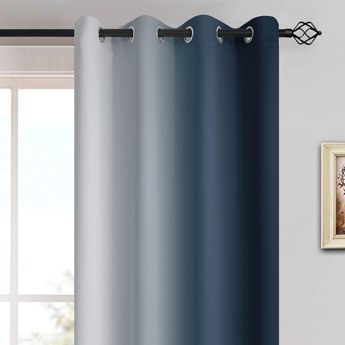 Yakamok Room Darkening Ombre Curtains 90 Inch Length, Light Blocking Grommet - Image 3