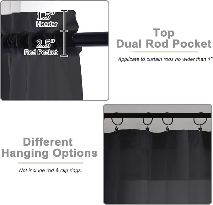 Extra Long Black Sheer Curtains - Image 4