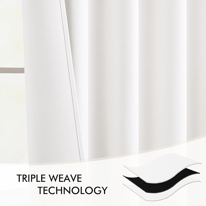 MIULEE Pure White Back Tab Blackout Curtains 120 Inch Long 2 Panels Set - Image 7