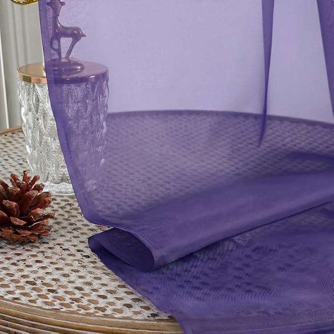 Purple Sheer Curtains 72 Inches Long 2 Panels - Image 2