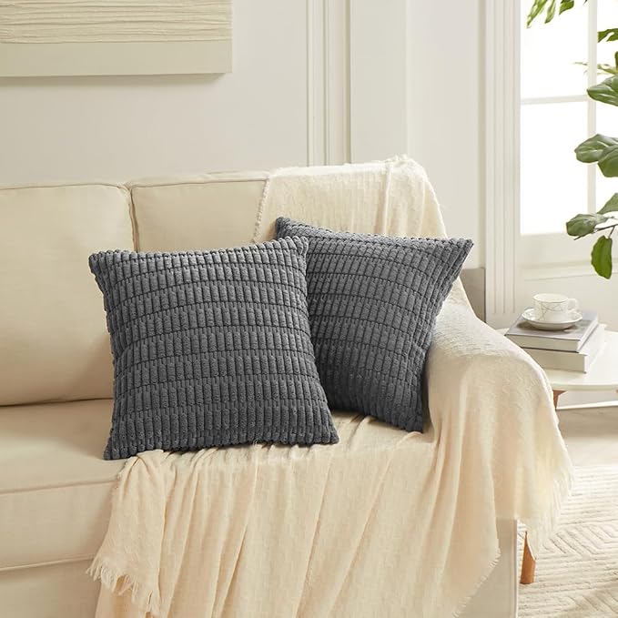 Fancy Homi 4 Packs Dark Grey Decorative Throw Pillow Covers 22x22 Inch - Image 6