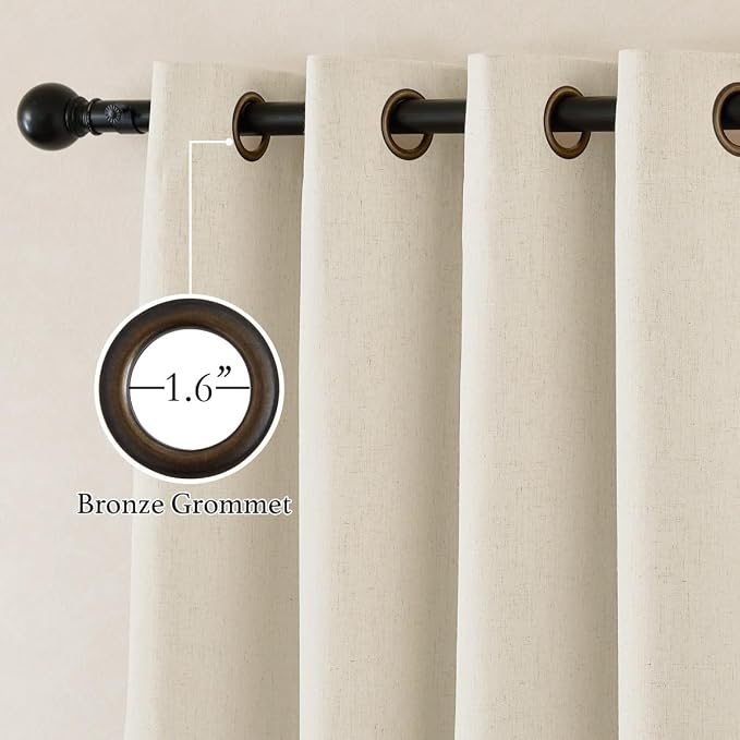 NICETOWN Natural Thick Linen Full Blackout Curtains - Image 2