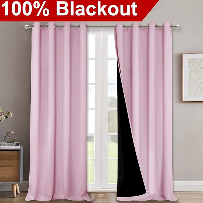 NICETOWN Full Shading Curtains for Windows, Super Heavy-Duty Black Lined - Image 2