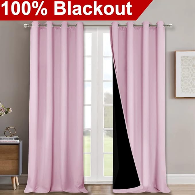 NICETOWN Full Shading Curtains 90" Long 2 Panels Set - Image 2
