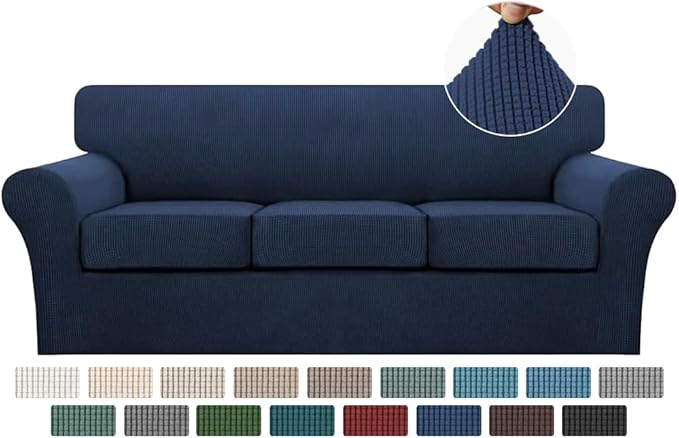 Turquoize 4 Piece Sofa Covers for 3 Cushion Couch Sofa Slipcover Soft Couch by Turquoize