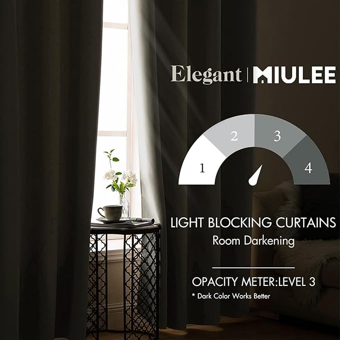MIULEE Room Darkening Curtains Thermal Insulated Drapes Solid Window Treatment - Image 2