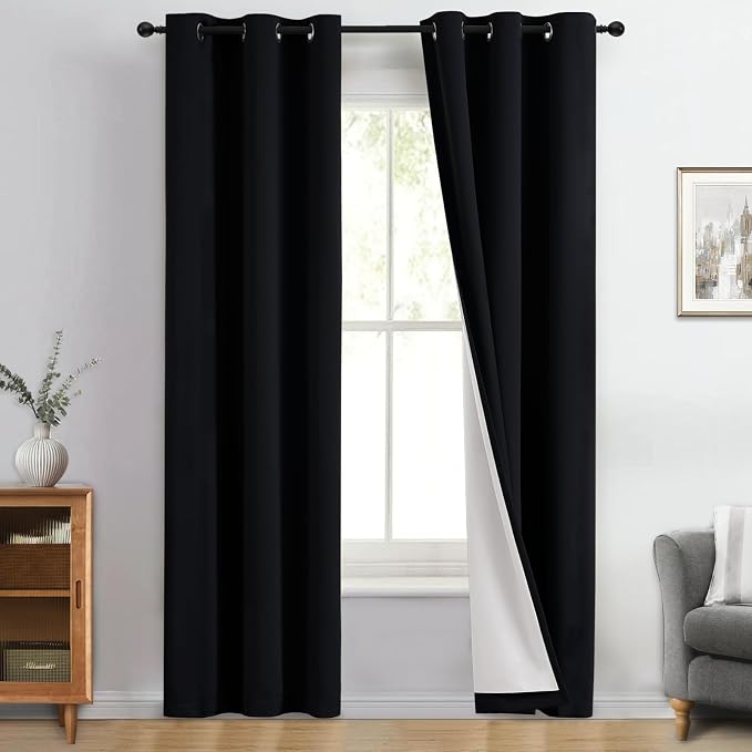 Yakamok 100% Blackout Curtain Panels 84 inches Cold and Light Blocking Drapes by Yakamok
