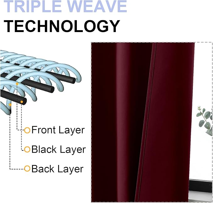 Simplebrand Ava Burgundy Blackout Curtains - Image 5