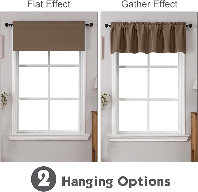 Chyhomenyc Brown Valances for Window, Room Darkening Short Curtains for Kitchen - Image 2