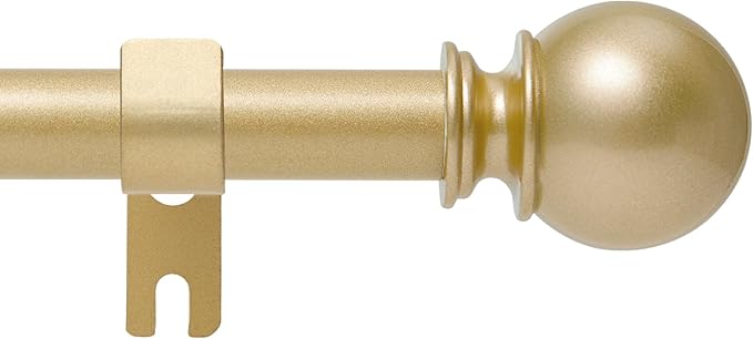 Gold Curtain Rod for Windows 28 to 48 Inch, 5/8 Inch Diameter Heavy Duty by Poskena