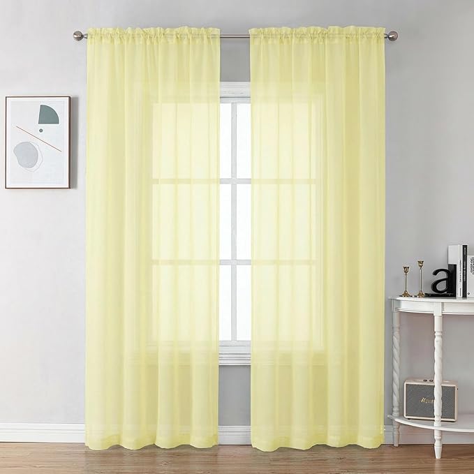 Chyhomenyc Sheer Curtains 84 Inches Long 2 Panels Set by Chyhomenyc