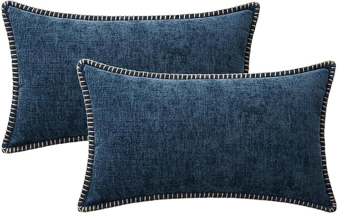MIULEE Pack of 2 Couch Throw Pillow Covers 12x20 Inch Dark Blue Farmhouse - Image 6