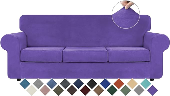 WEERRW 4 Pieces Velvet High Stretch Couch Covers by WEERRW