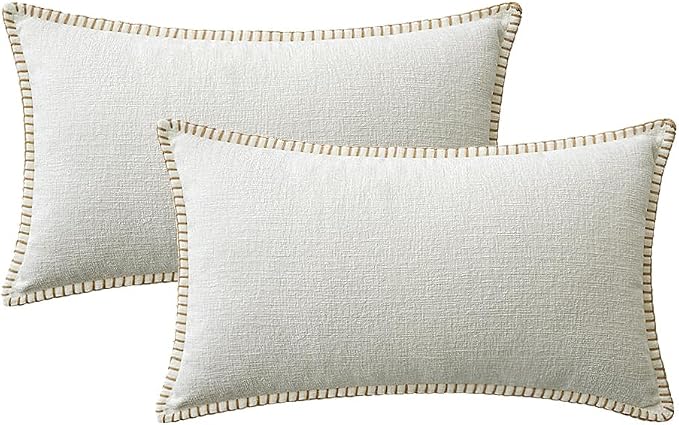 MIULEE Pack of 2 Christmas Pillow Covers 12x20 Inch Pure White Farmhouse - Image 6