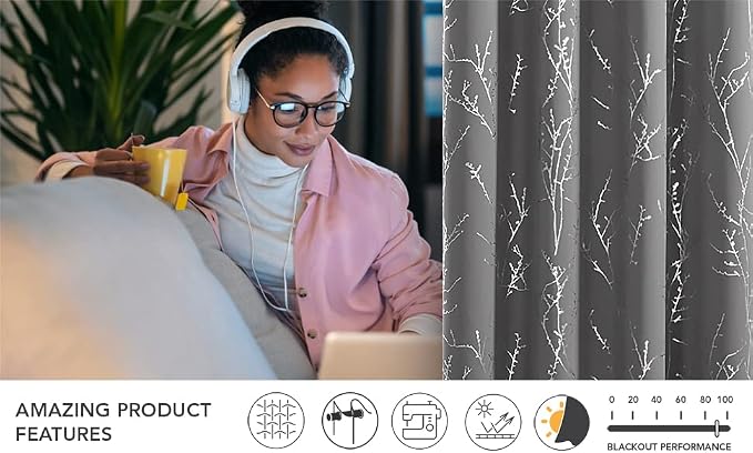 Deconovo Blackout Curtains 84 Inches Long, Light Gray Drapes - Image 8