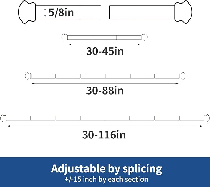 Curtain Rods 2 Pack 5/8 inch Brown Curtain Rods - Image 2