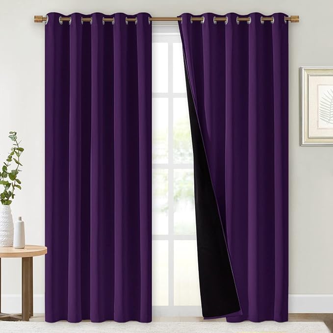 NICETOWN Royal Purple Full Shade Curtain Panels, 62 x 84 inch, Pair of Energy by NICETOWN