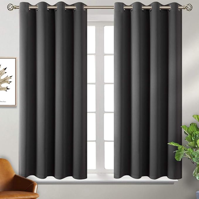 BGment Blackout Curtains 54 Inch Length 2 Panels Set, Dark Grey Room Darkening by BGment