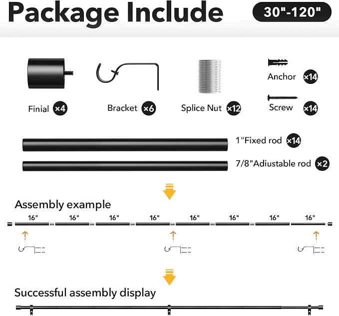 IFELS 2 Pack Heavy Duty Curtain Rods - Image 7
