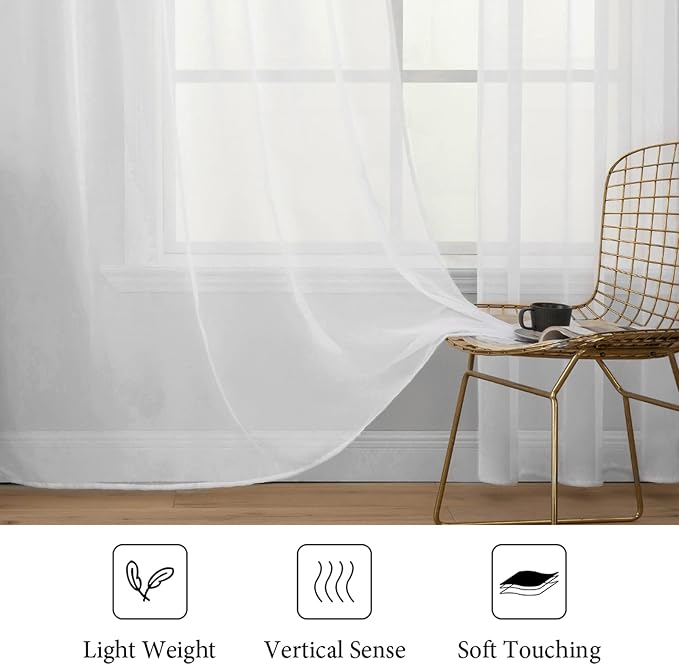MIULEE White Window Sheer Curtains - Image 4