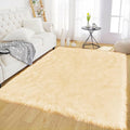 Latepis Yellow Rugs for Living Room Faux Sheepskin 5x6.7 Fuzzy Rugs Washable by Latepis