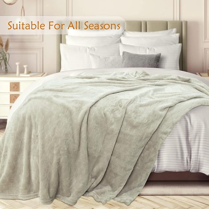 TOONOW Fleece Blanket Textured Fuzzy Plush Throw Blanket Twin Size 60" x 80" - Image 3