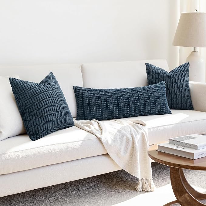 MIULEE Pack of 1 Blue Long Body Lumbar Decorative Throw Pillow Cover 14x36 Inch - Image 4