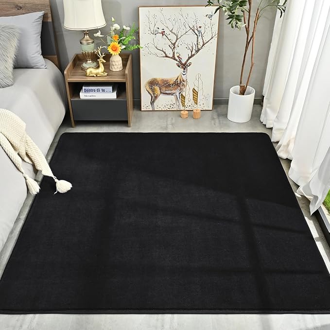 Amearea 4x4 Square Area Rugs for Bedroom Living Room, Modern Black Thickened - Image 8