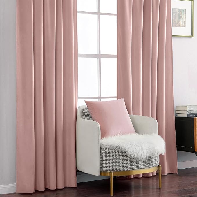 MIULEE Baby Pink Velvet Curtains 96 inches - Image 7