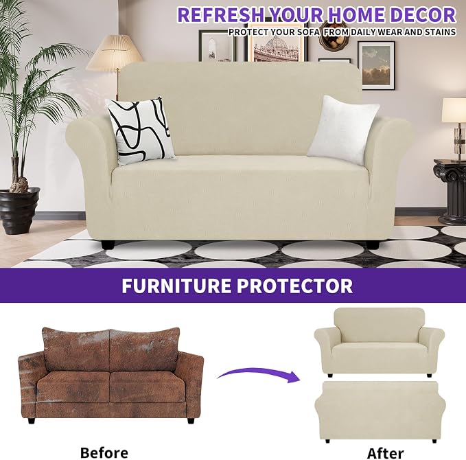 ZNSAYOTX Super Stretch Loveseat Covers, New Striped Love Seat Slipcover - Image 2