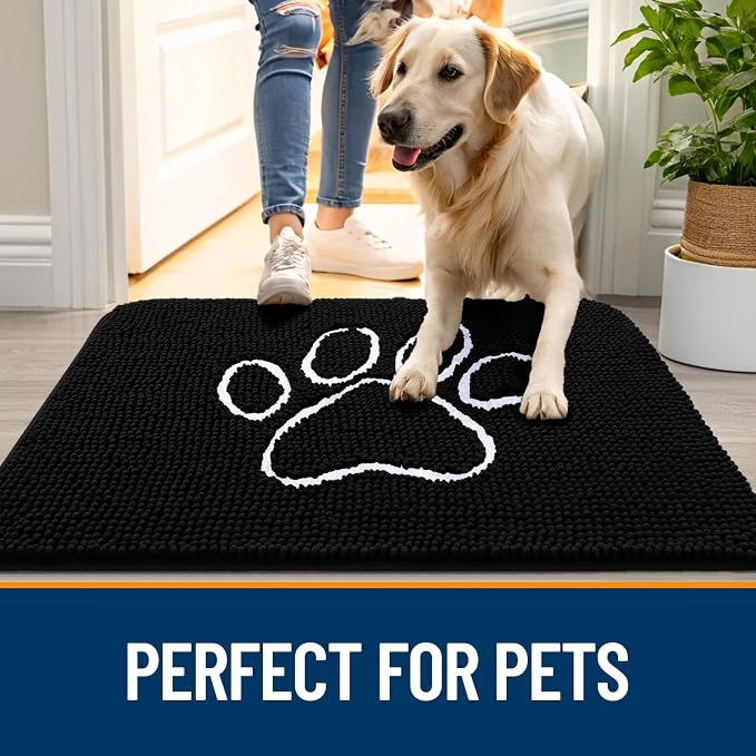 OLANLY Dog Door Mat for Muddy Paws 70x24, Paw Print Design, Absorbs Moisture - Image 6