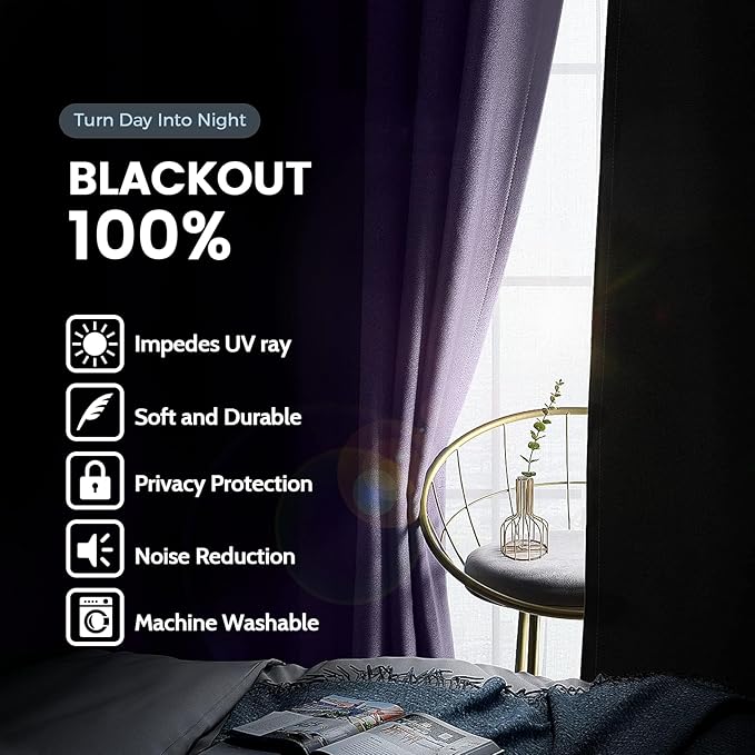 SimpleHome 100% Blackout Curtains - Image 2