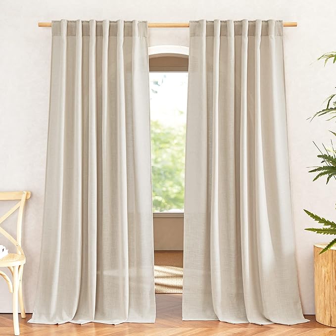 NICETOWN Natural Linen Beige Curtains by NICETOWN