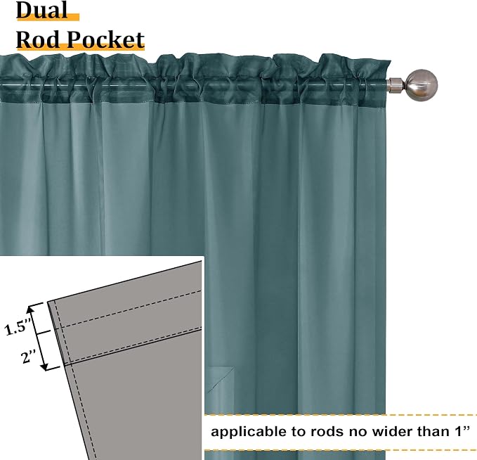 Aiyufeng Dusty Blue Sheer Curtains 84 Inches Long 2 Panels Set, Light Filtering - Image 2