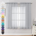 OVZME Light Grey Sheer Curtains 63 Inches Long 2 Panels by OVZME