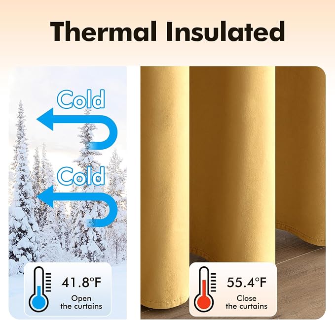 MIULEE Velvet Curtains Golden Elegant Grommet Thermal Insulated Soundproof Room - Image 5