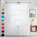 youleyar Solid Sheer Rod Pocket Curtain Voile Draperies 2 Panels White Beige by Youleyar