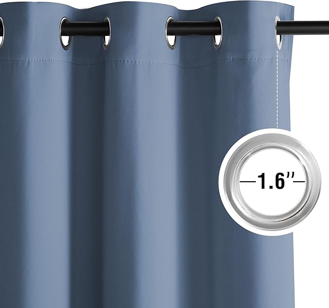 NICETOWN Blackout Curtains Grommet 2 Panels 72 Inches Long, Stone Blue - Image 4