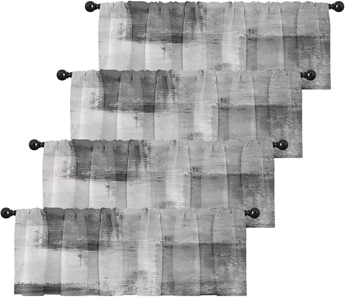 Emvency 4 Pack Valances Window Treatments, Abstract Modern Grey Minimalist by Emvency