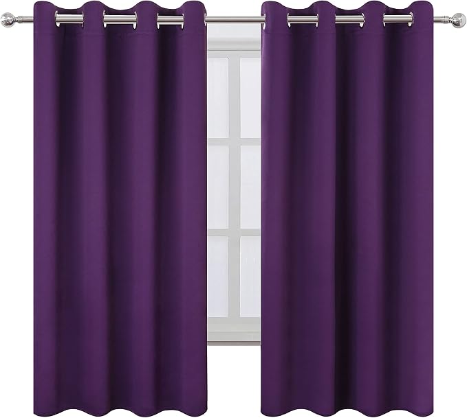 LEMOMO Blackout Curtains 52 x 63 inch/Purple Curtains Set of 2 Panels/Thermal - Image 2