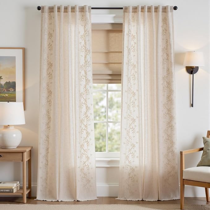 jinchan Evelyn Embroidered Linen Curtains - Image 2