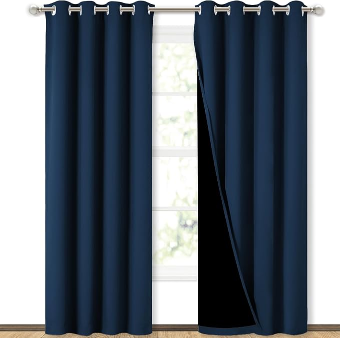 NICETOWN Moroccan Blue Full Shade Curtain Panels, Pair of Energy Smart & Noise by NICETOWN