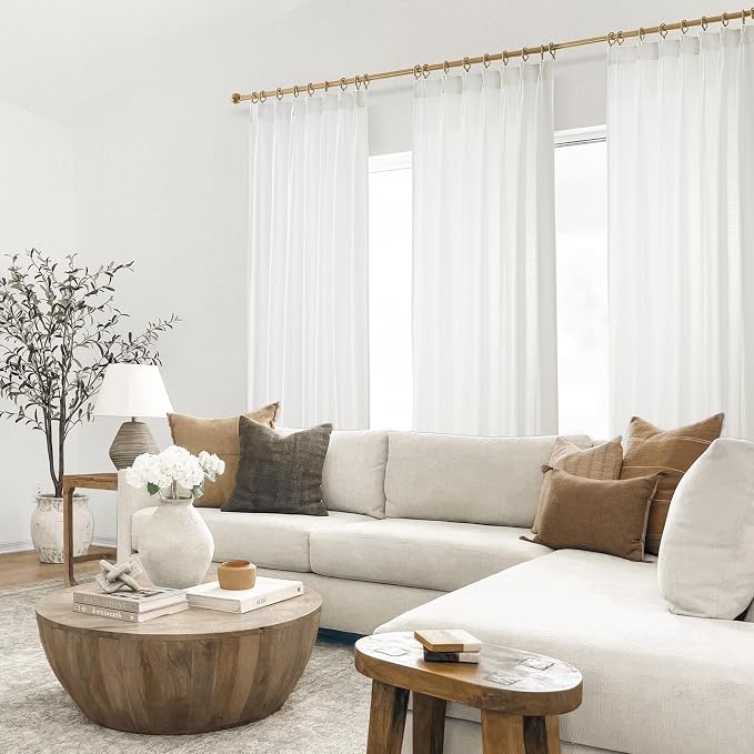 Topfinel White Pinch Pleat Linen Curtains - Image 7