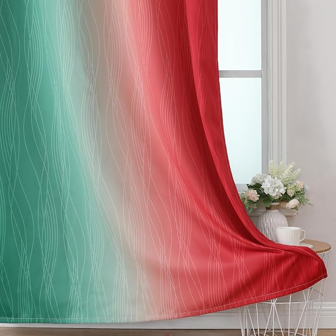 Estelar Textiler Red and Green Christmas Blackout Curtains - Image 6