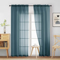 Dusty Blue Sheer Curtains 90 Inches Long 2 Panels, Light Filtering Solid Sheer by Home