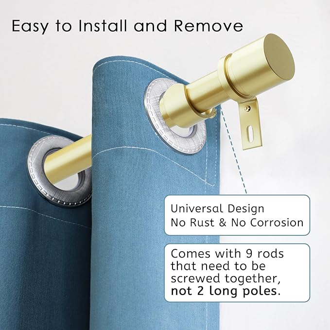Byondeth Curtain Rods for Windows 16 to 144 Inches Adjustable Length 1 Inch - Image 2
