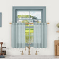 LAMIT Greyish Blue Linen Short Curtains 30 Inch Length, Semi Sheer Light by LAMIT