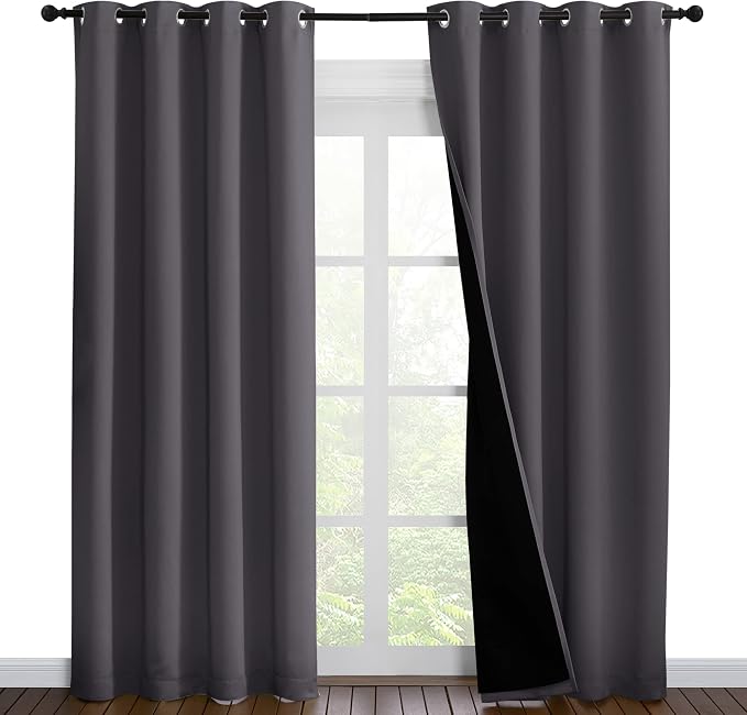 NICETOWN Grey Full Shade Curtain Panels, Pair of Energy Smart & Noise Blocking by NICETOWN
