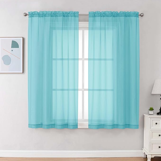 Chyhomenyc Sheer Curtains 63 Inch Length 2 Panels Set, Light Filtering Rod by Chyhomenyc